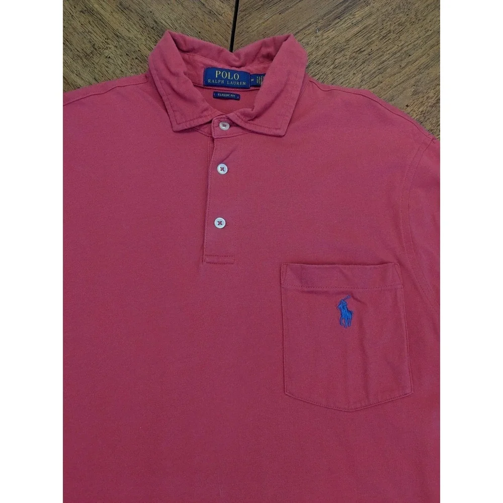 Ralph Lauren Polo Shirt Mens Medium Classic Fit Red Short Sleeve‎